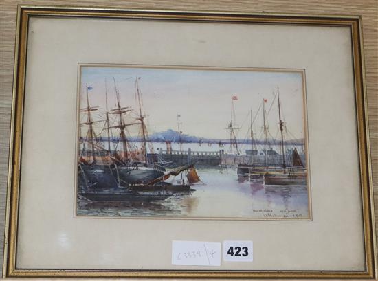 O. Mohamed, watercolour, Burntisland Opposite Leigh, signed and dated 1912, 16 x 24cm